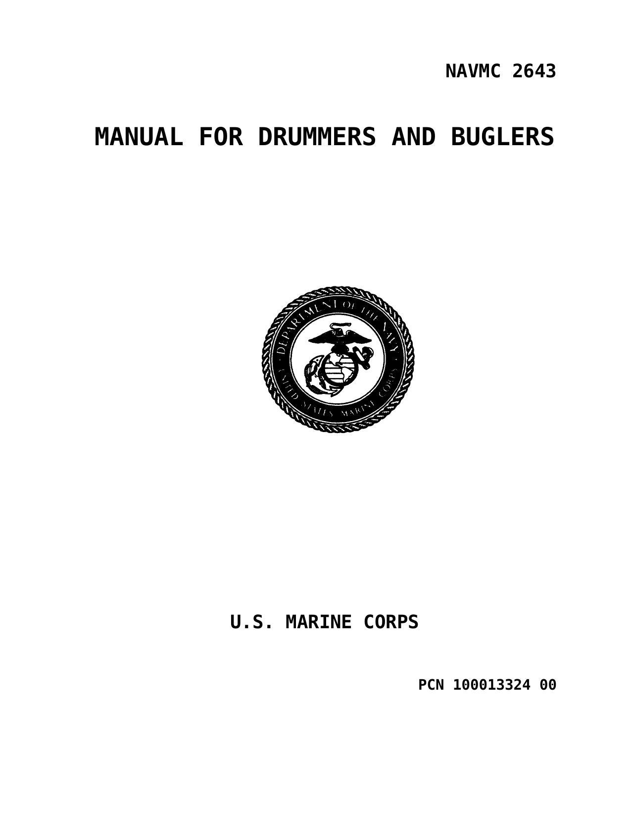 NAVMC 2643 MANUAL FOR DRUMMERS AND BUGLERS