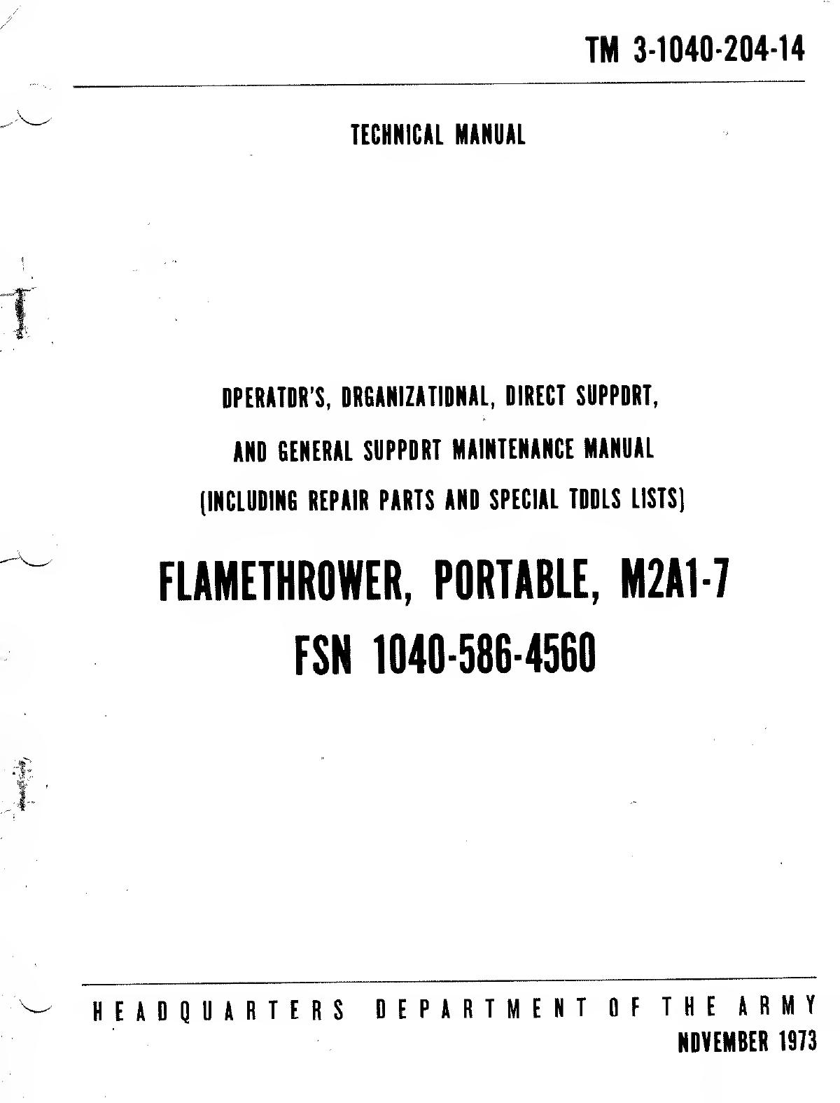 TM 3-1040-204-14 Flamethrower, Portable, M2A1-7