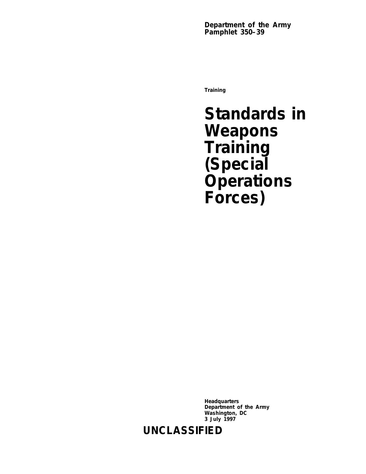 standards in weapons training special operations forces