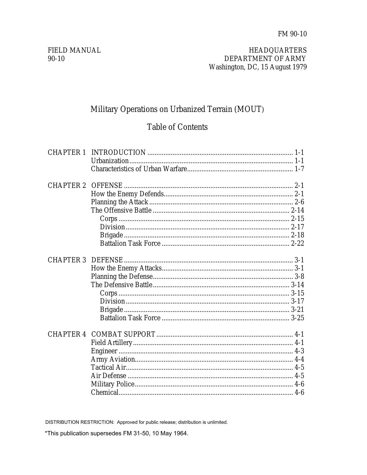 FM 90-10 Table of Contents