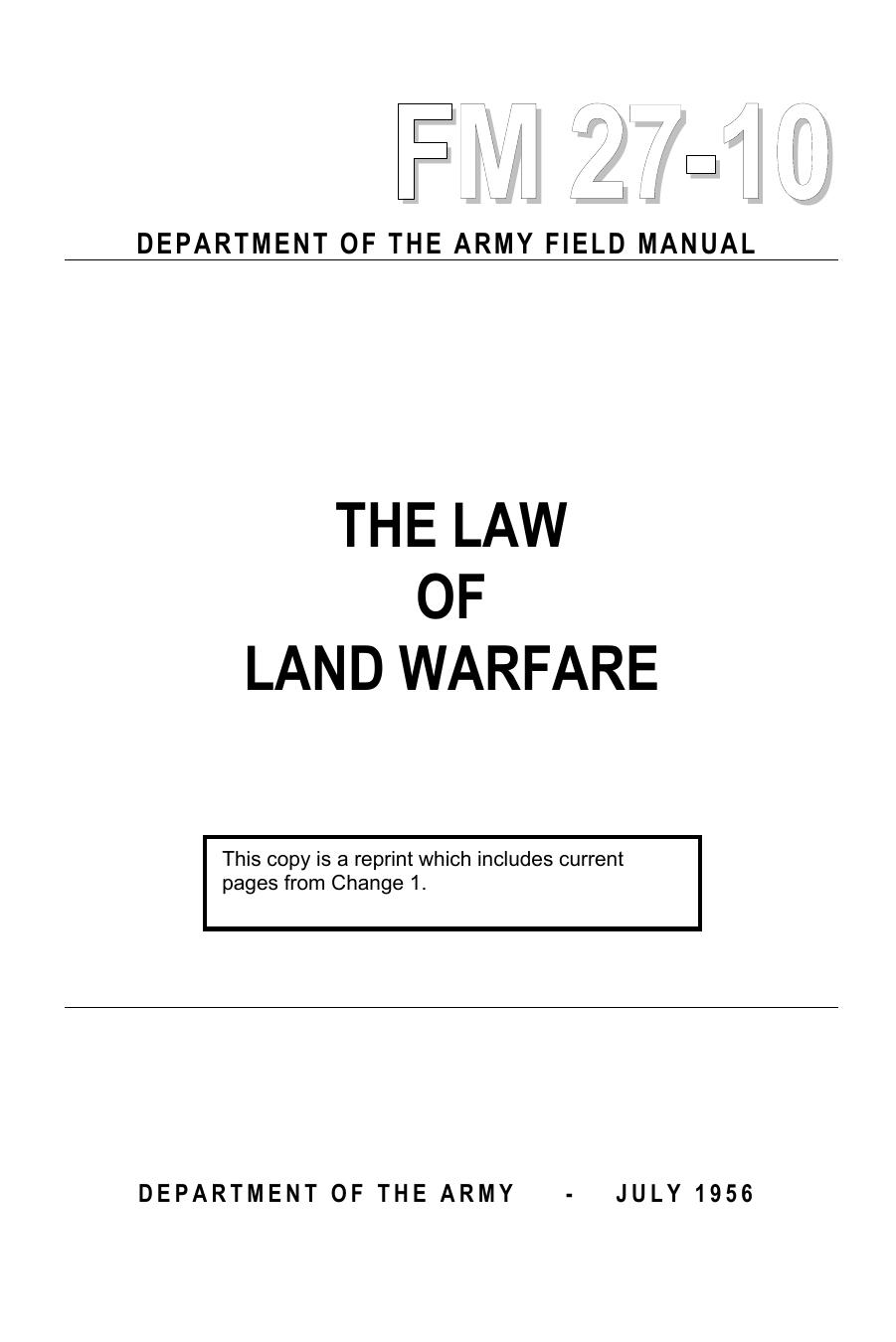 fm 27-10 the law of land warfare
