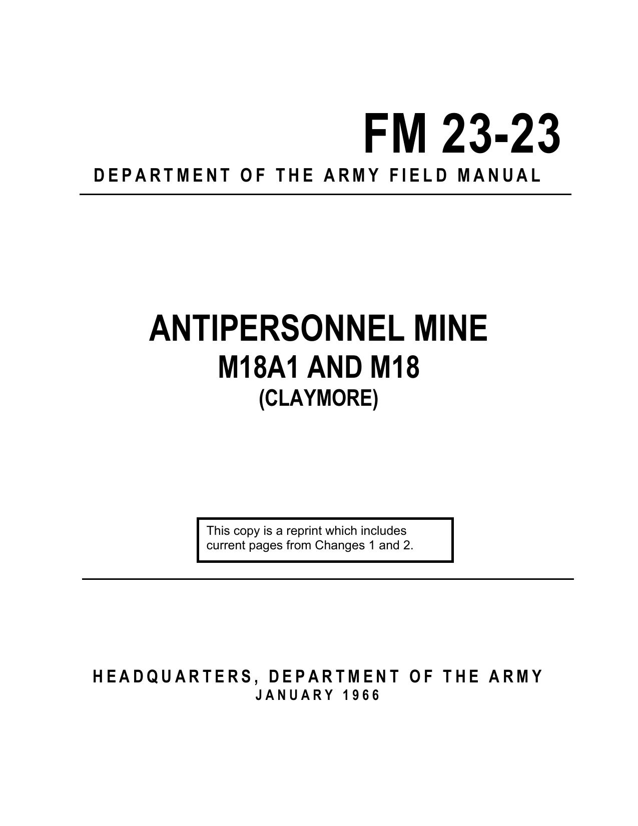 fm 23-23 antipersonnel mine m18a1 and m18 claymore
