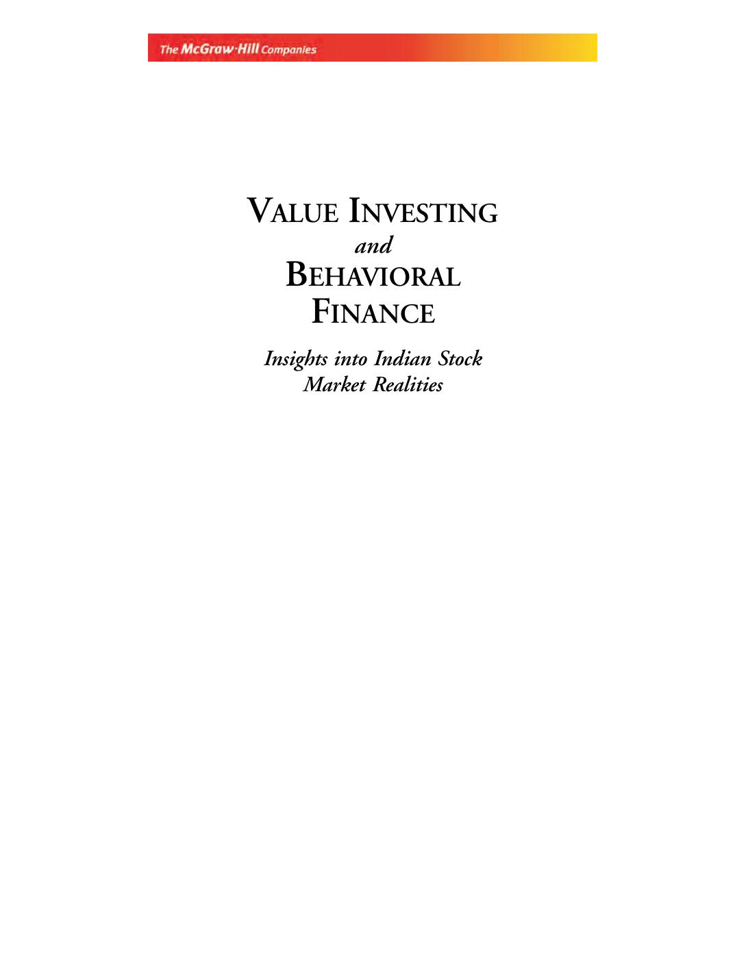 VALUE INVESTING AND BEHAVIORAL FINANCE PARIKH PARAG