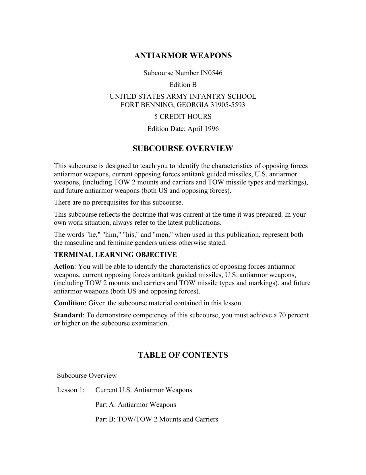 antiarmor weapons subcourse in0546