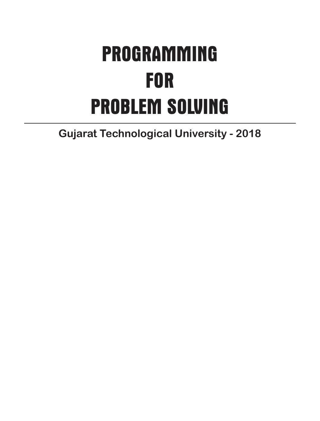 Programming for Problem Solving GTU 2018 Balagurusamy