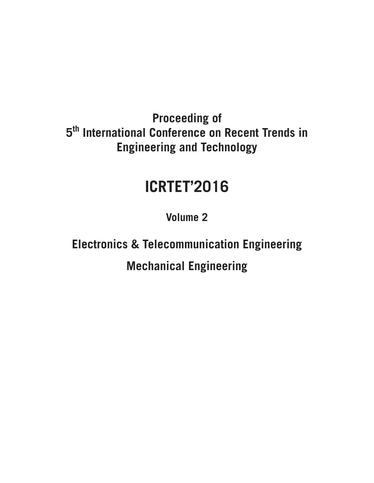 Proceeding of 5th International Conference on Recent Trends in Engineering and Technology ICRTET 2016 Vol 2 Rathore and Bhirud