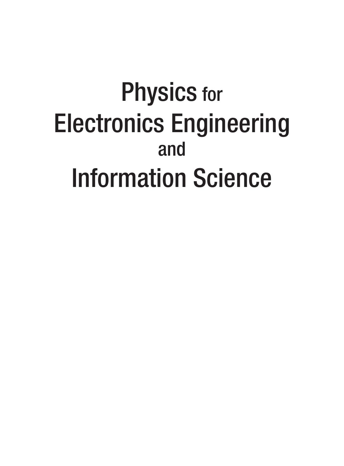 Physics for Electronics Engineering and Information Science SALIVAHNAN