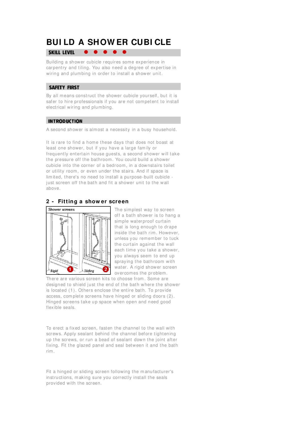 BUILD A SHOWER CUBICLE