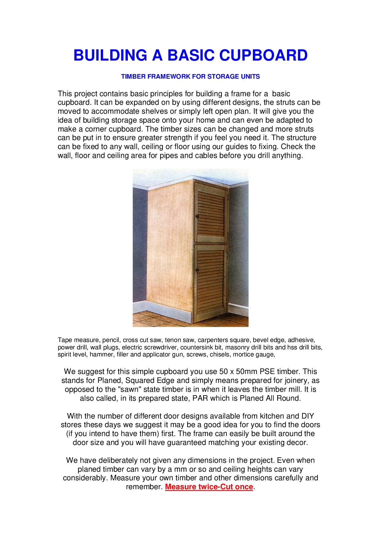 BUILDING A BASIC CUPBOARD