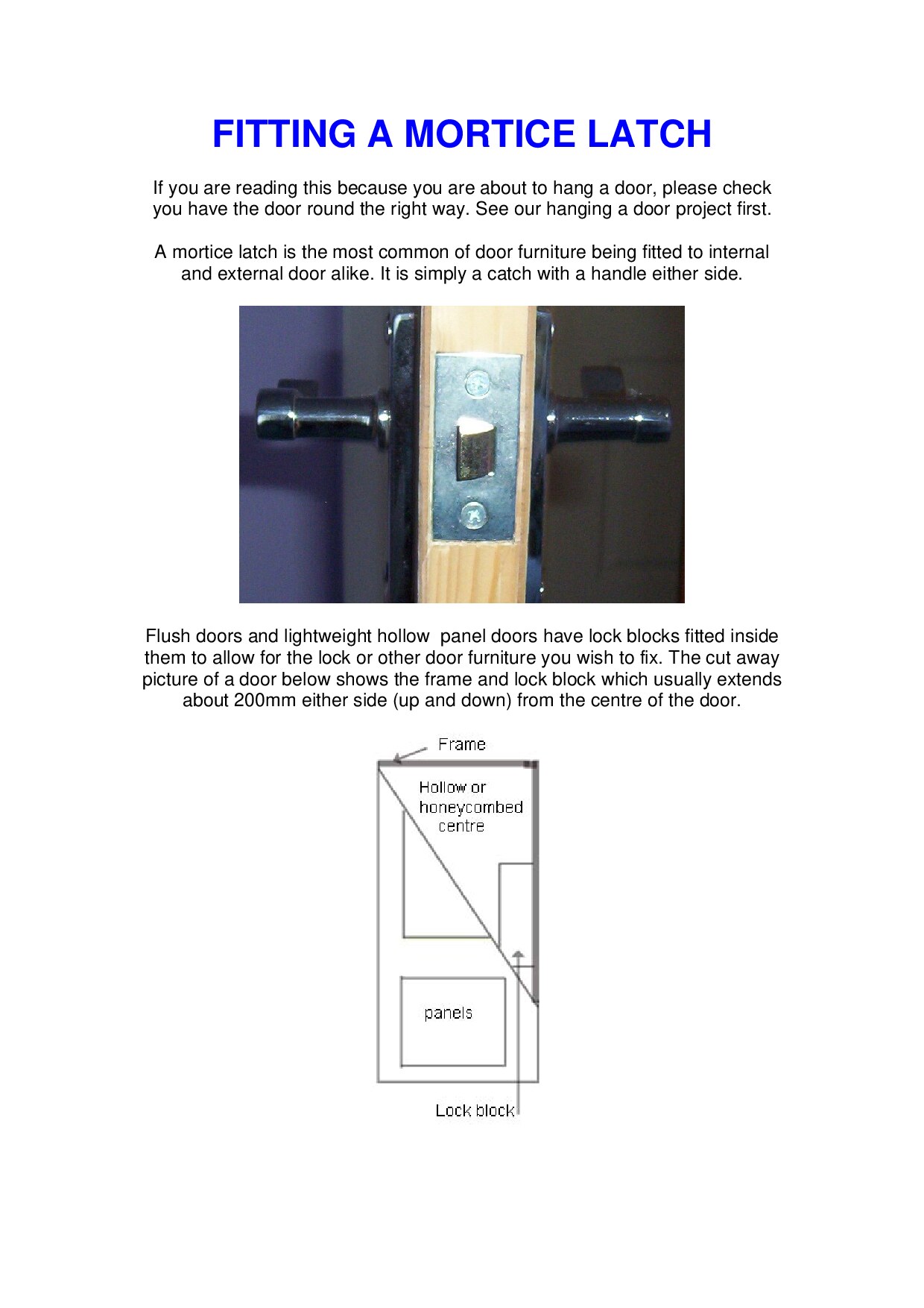 FITTING A MORTICE LATCH