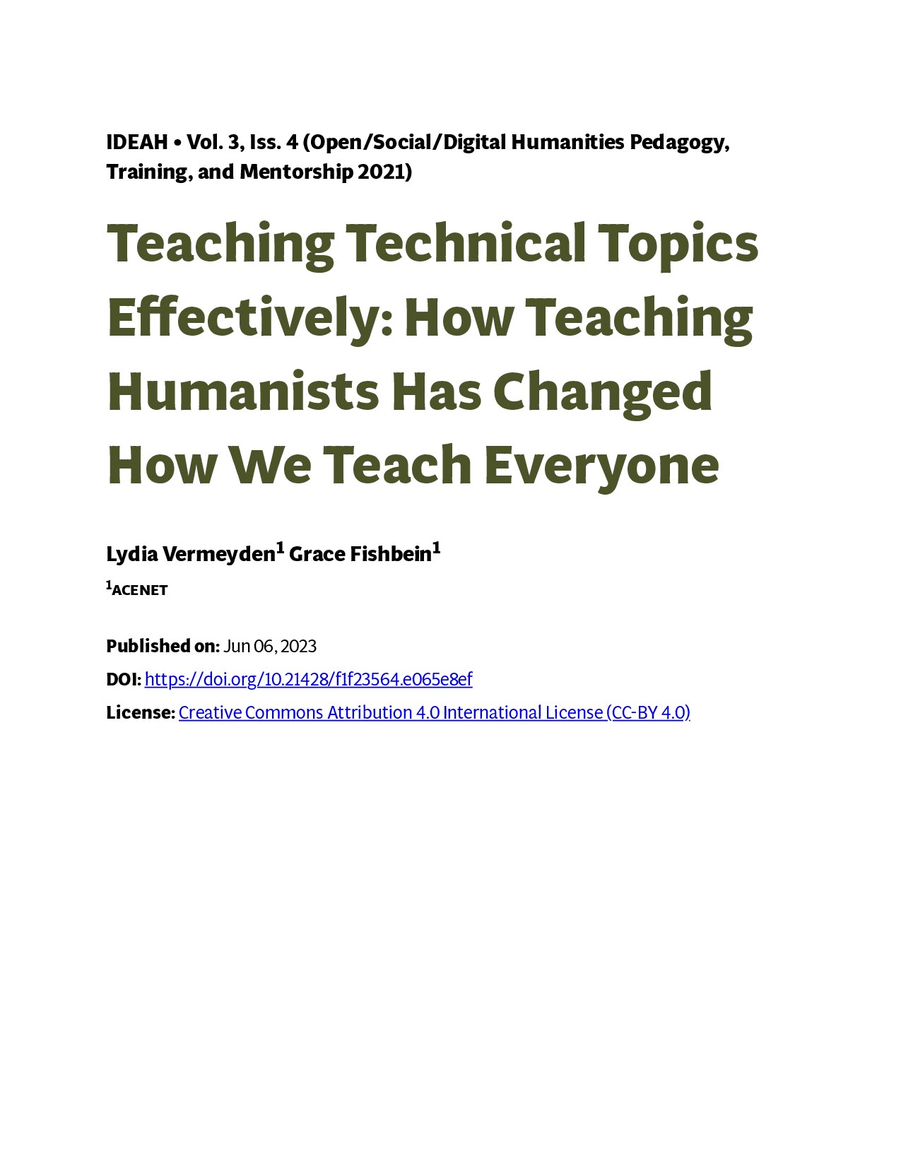 Teaching Technical Topics Effectively: How Teaching Humanists Has Changed How We Teach Everyone