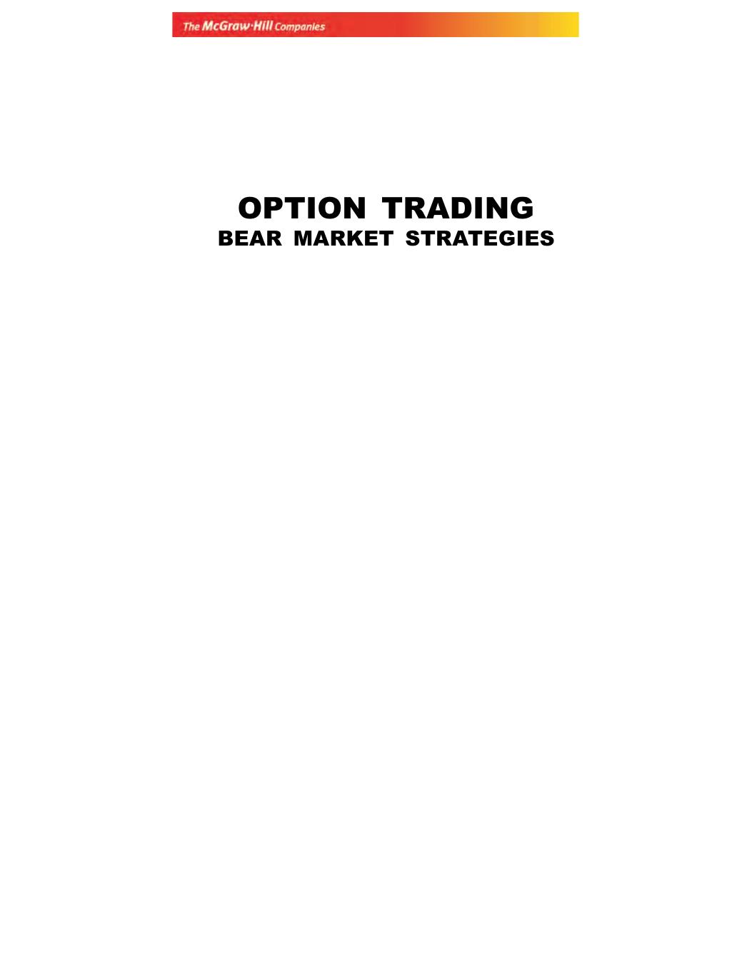OPTIONS TRADING IN BEAR MKTS Sasidharan