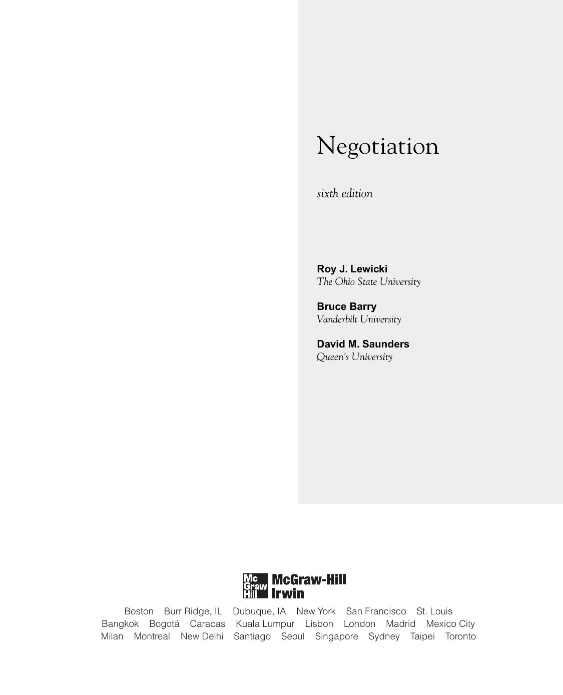 Negotiation Lewicki Roy