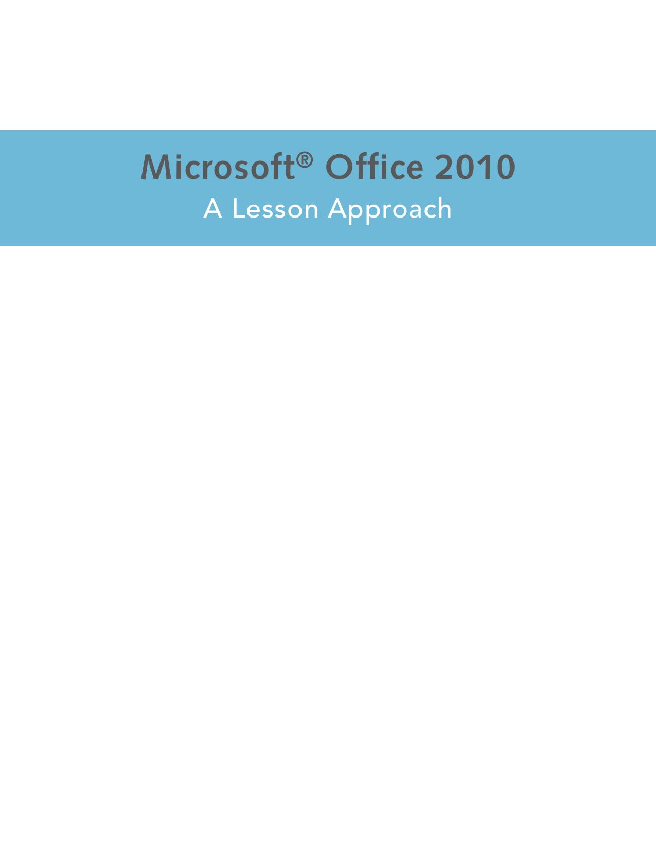 Microsoft Office 2010 A Lesson Approach Hinkle Deborah