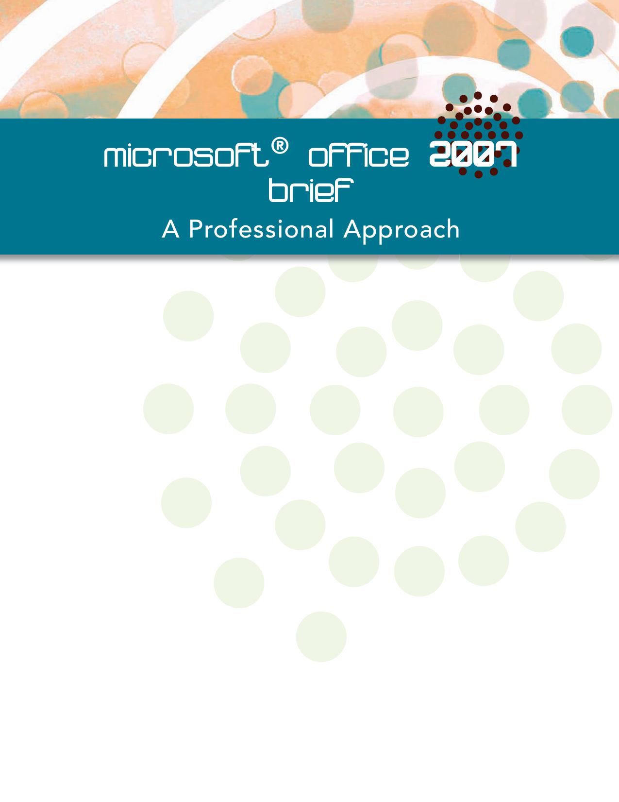 Microsoft Office 2007 Brief A Professional Approach Hinkle Deborah