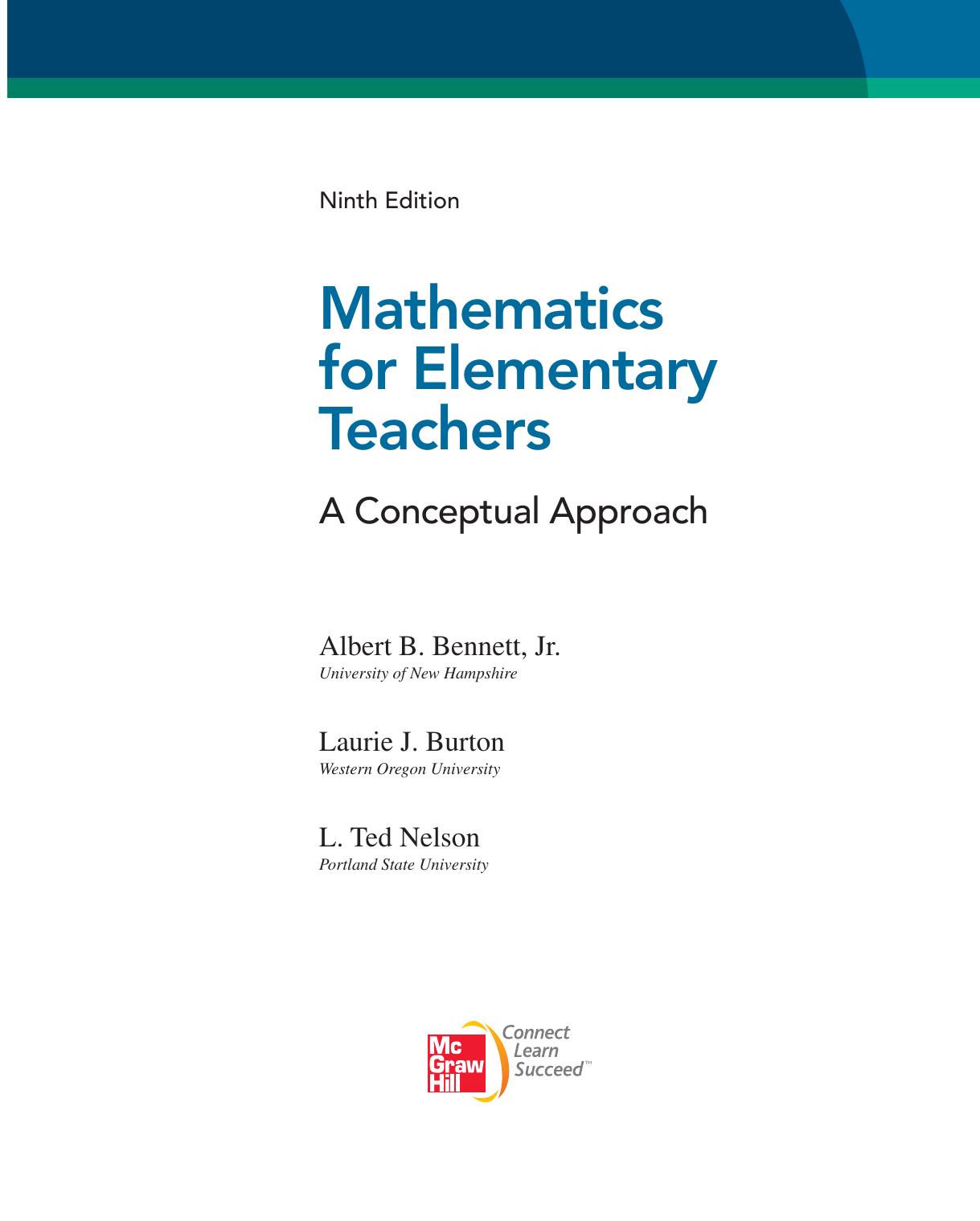 Mathematics for Elementary Teachers A Conceptual Approach Bennett Albert
