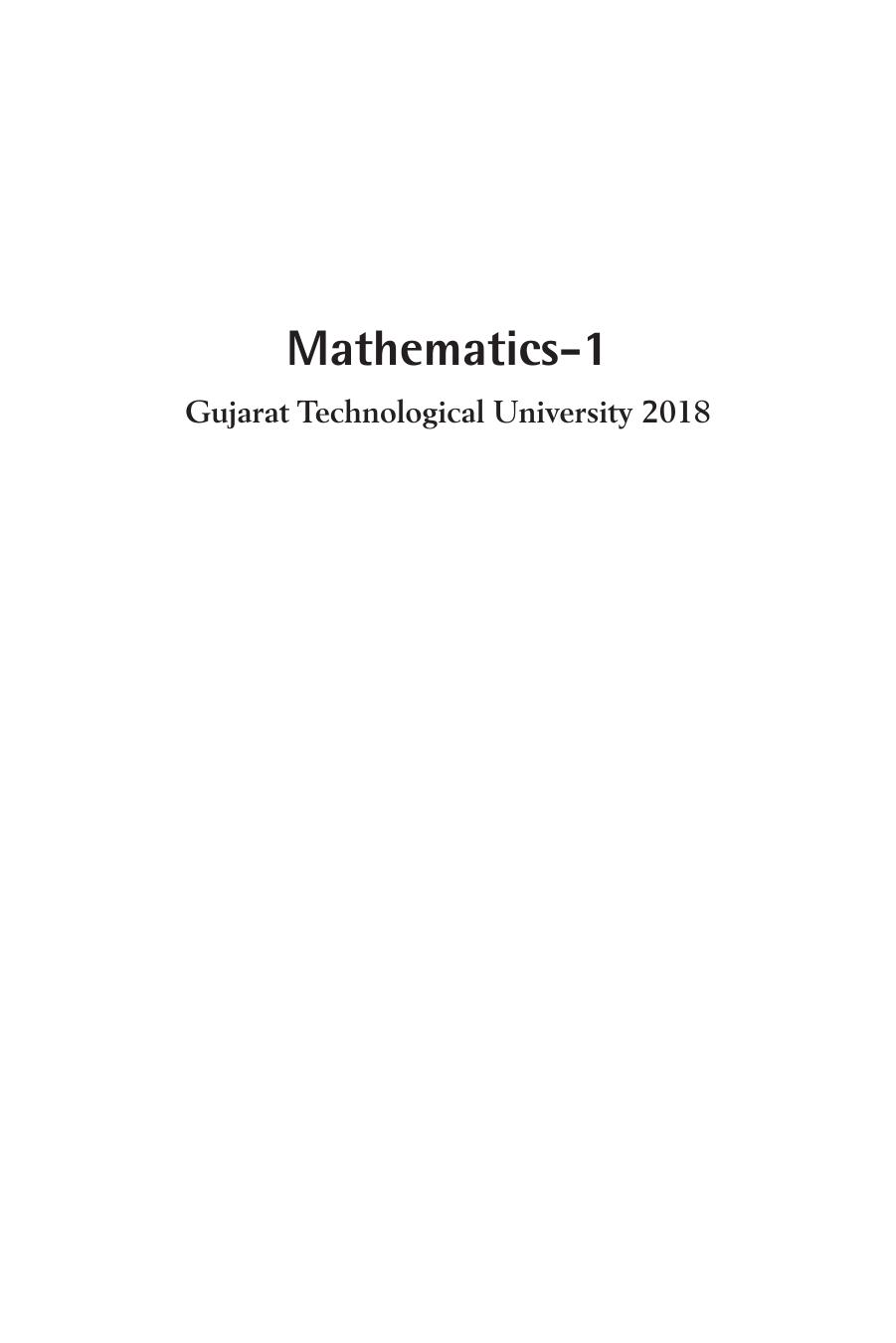 Mathematics 1 GTU 2018 Singh