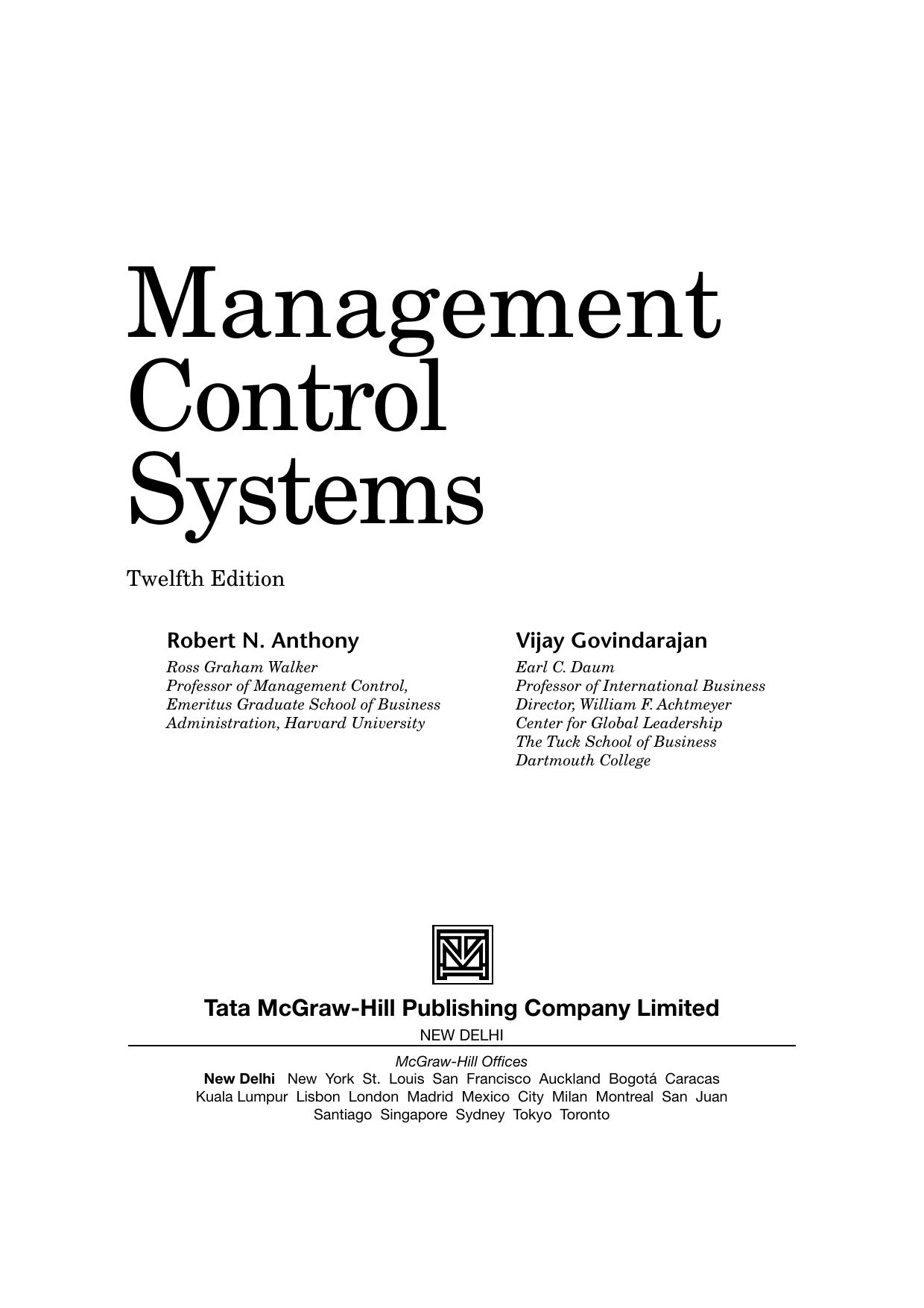 Management control system Anthony Govindrajan