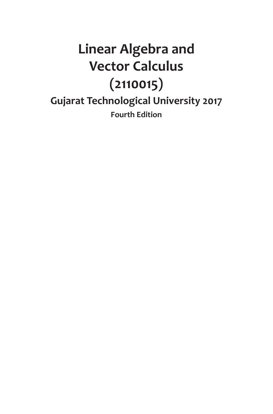 LINEAR ALGEBRA AND VECTOR CALCULUS GTU 2017 Singh