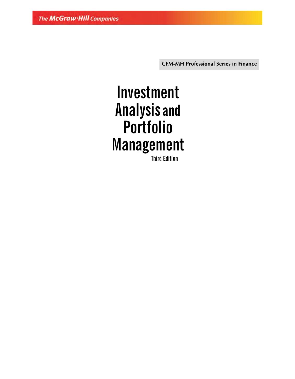 INVESTMENT ANALYSIS 3 E PRASANNA CHANDRA