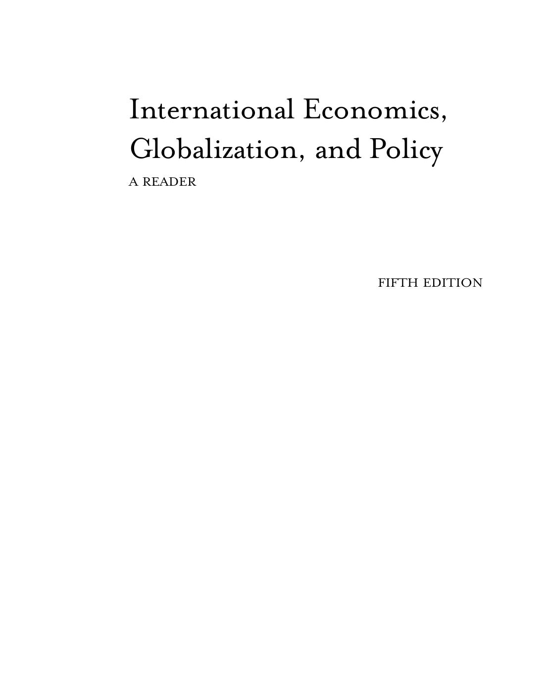 International Economics Globalization, and Policy