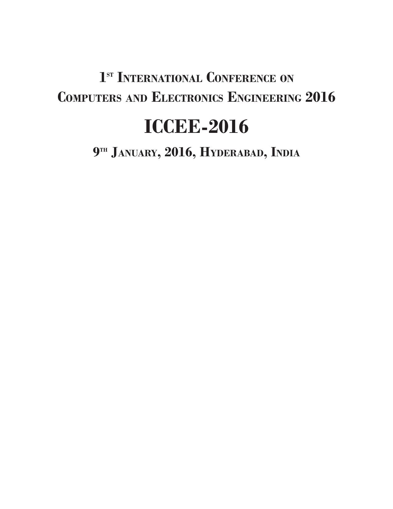 Int Conference On Computer And Electronics Engg 2016 Mohammed Abdul Majid Nayyer