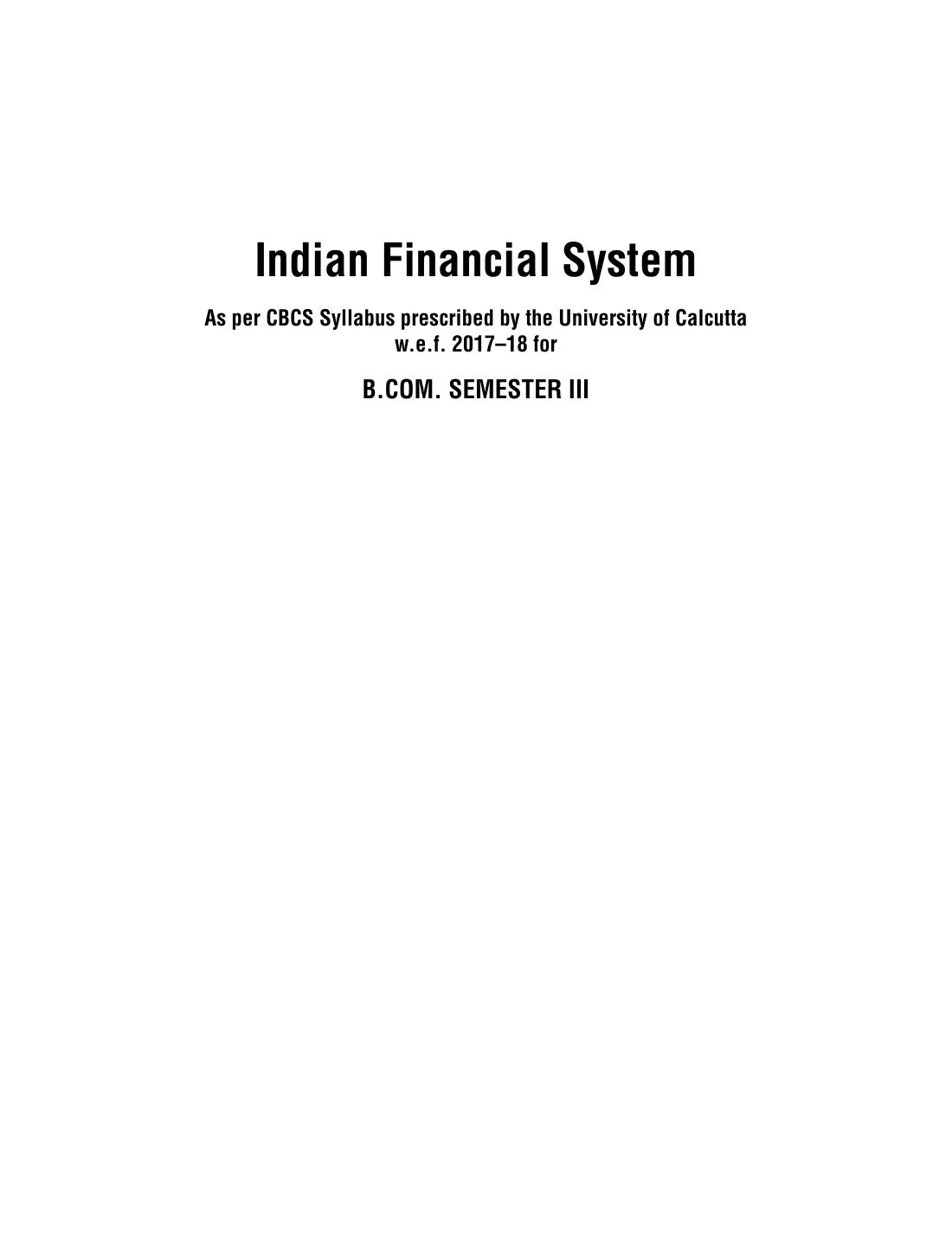 Indian Financial System Calcutta University SARKHEL