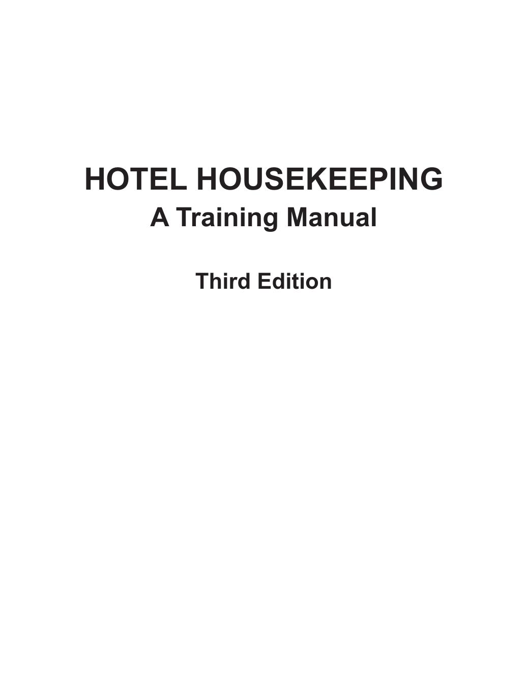 HOTEL HOUSEKEEPING TRAINING MANUAL ANDREWS