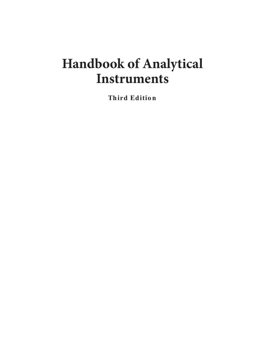HANDBOOK OF ANALYTICAL INSTRUMENTS KHANDPUR