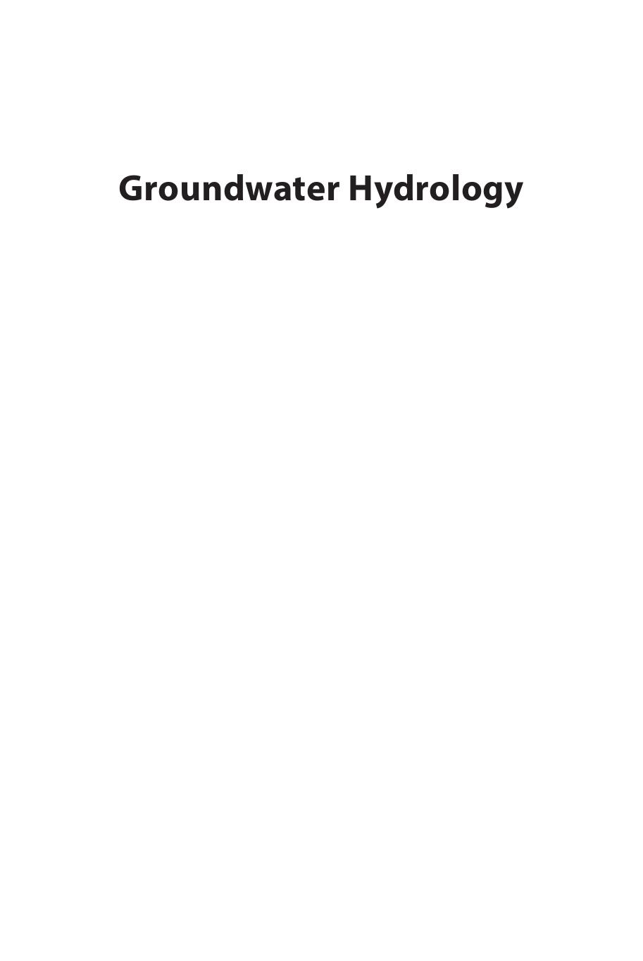 Groundwater Hydrology