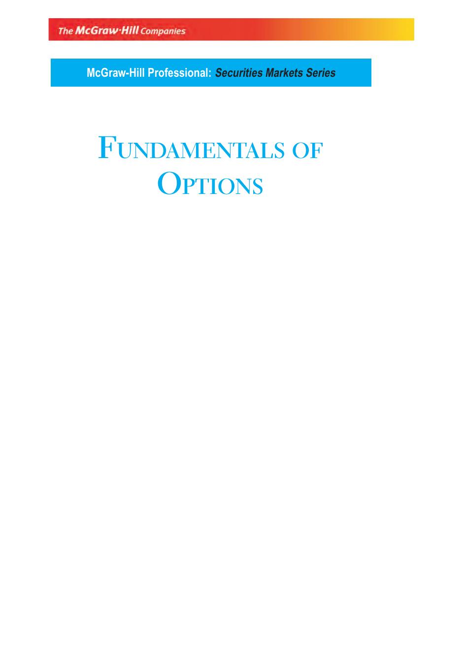 FUNDAMENTALS OF OPTIONS PARAMESWARAN