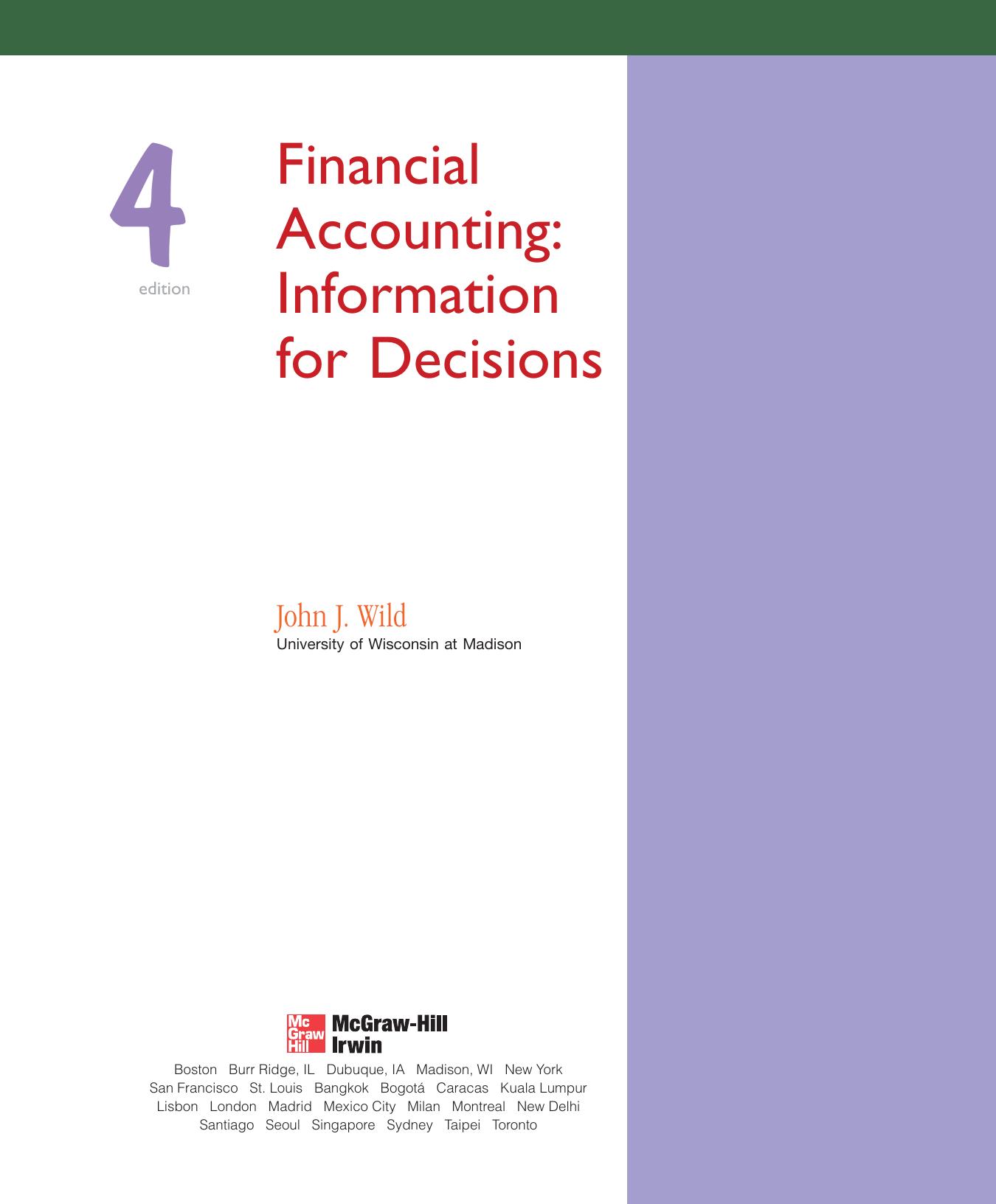 Financial Accounting Information for Decisions Wild John