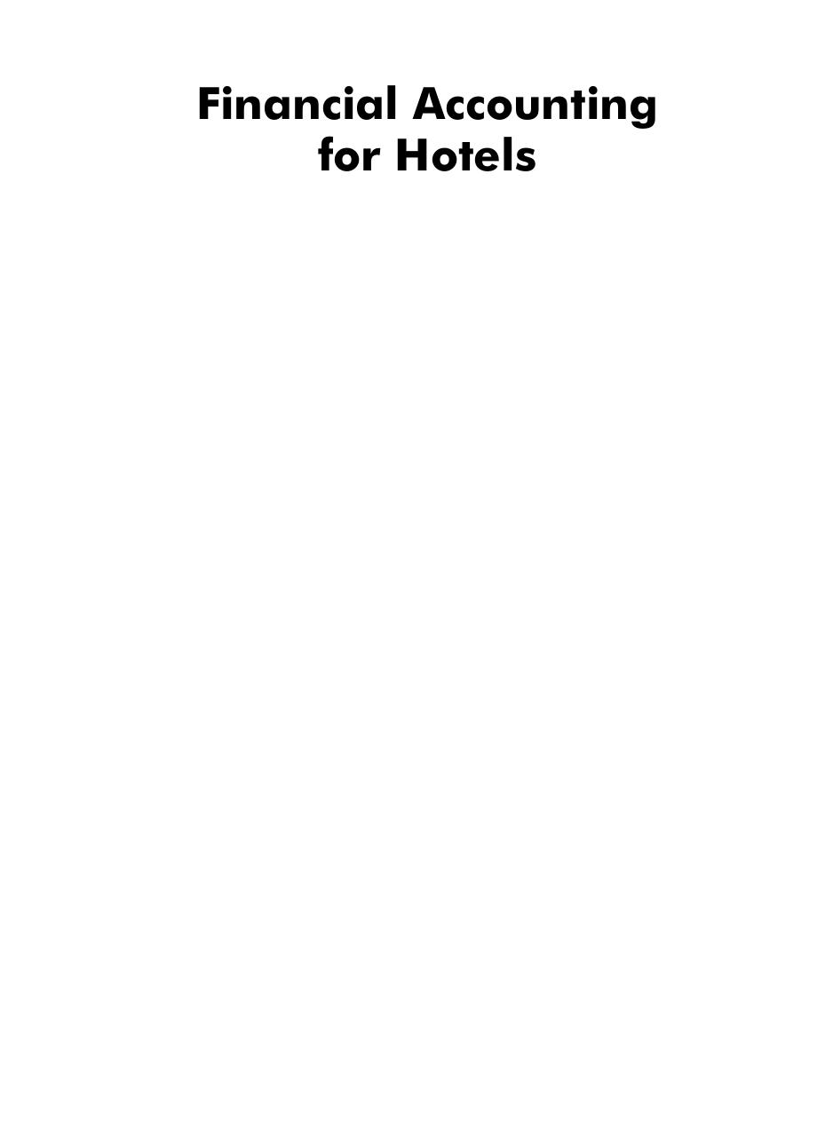 Financial Accounting For Hotels Prasanna Kumar JP