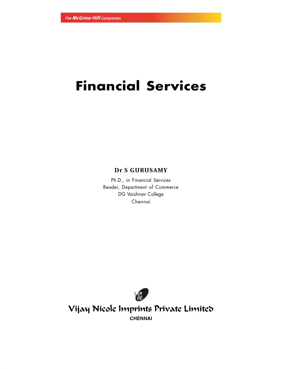 ESSENTIALS OF FIN SERVICES 2E GURUSAMY